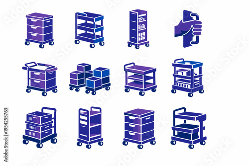 Narrow vector simple icon grip solution generation rolling image service mobility portable