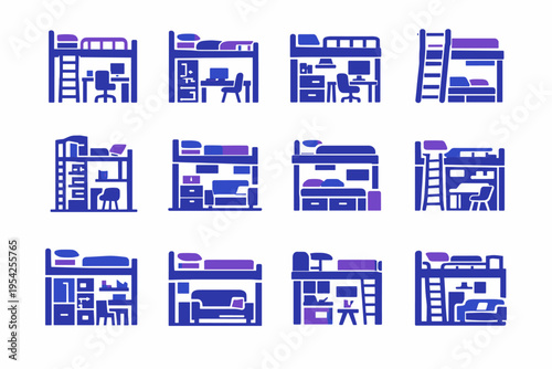 Layout vertical image generation loft zone icon simple vector platform elevated system