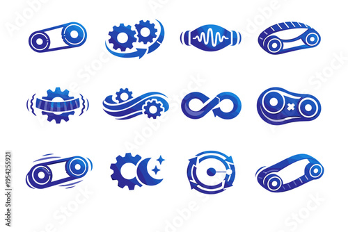 Continuous icon image flexible continuity generation drive quiet belt symbol transfer vector