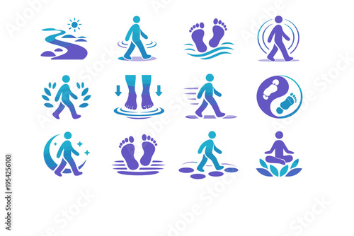 Icon walk vector quiet wellness slow cue mindful activity simple image generation