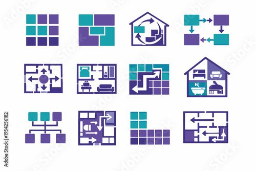 Simple system map order clarity circulation icon layout vector logic generation image