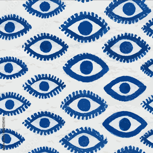isolated clipart image of watercolor geometric ogee stripes evil eye stripes blue handpainted repetitive pattern linocut vector icon monochrome s