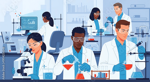 Scientists in a laboratory working on experiments and research projects