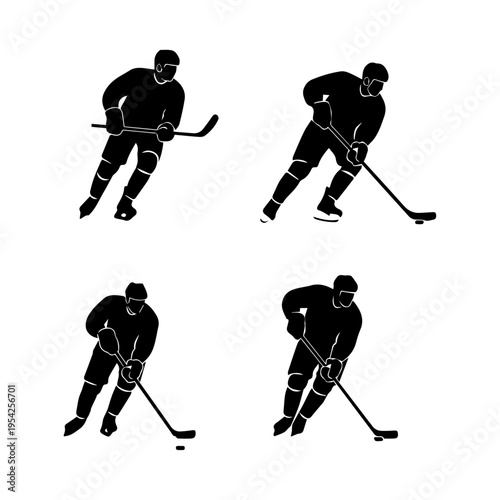 Canvas Print ice hockey player in action poses set flat design vector illustration on isolate