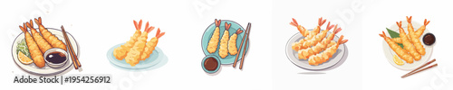 Japanese Tempura Shrimp Vector Illustration