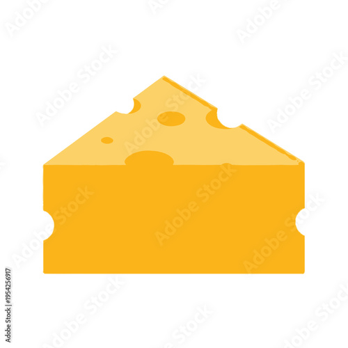 Illustration of a wedge of yellow Swiss cheese with holes.