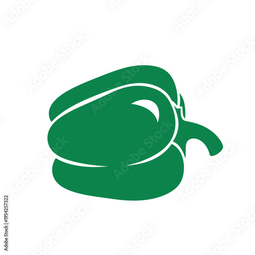 Illustration of a green bell pepper with a simple, stylized design.