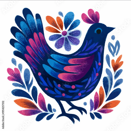 isolated clipart image of watercolor bright Hot Pink Rosa Mexicano Bright Turquoise and Royal Blue Electric Orange colorful otomi tile vector icon