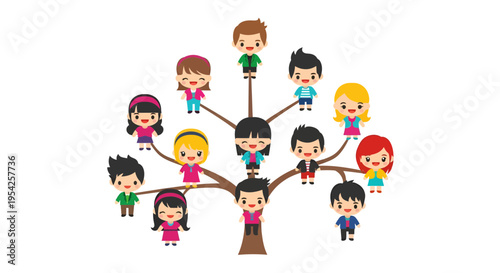 Illustrative Family Tree Depiction Showcasing Cartoon Character Relations and Lineage