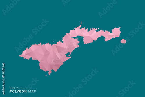 American Samoa polygon map vector illustration in low poly geometric style, soft pastel colors with pink and teal green tones, clean silhouette on solid background, ideal for infographic.
