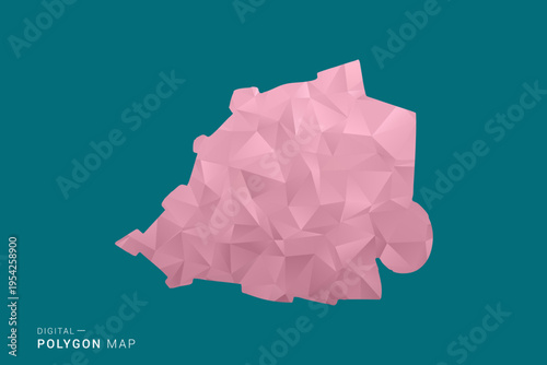 Holy See polygon map vector illustration in low poly geometric style, soft pastel colors with pink and teal green tones, clean silhouette on solid background, ideal for infographic.