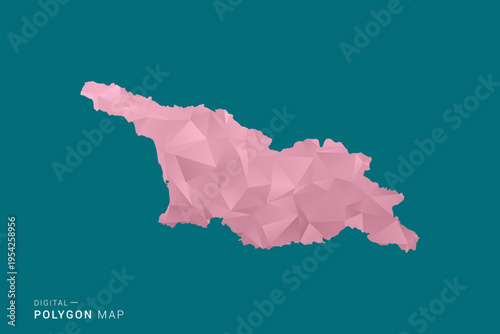 Georgia polygon map vector illustration in low poly geometric style, soft pastel colors with pink and teal green tones, clean silhouette on solid background, ideal for infographic.