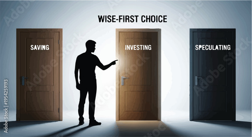 man choosing between saving investing and speculating