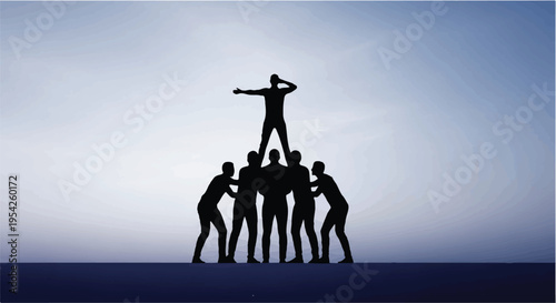 teamwork success silhouette illustration of people stacking