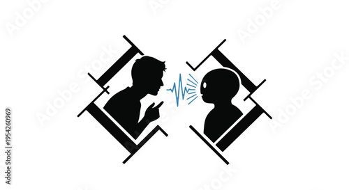 communication between two people through speech bubbles