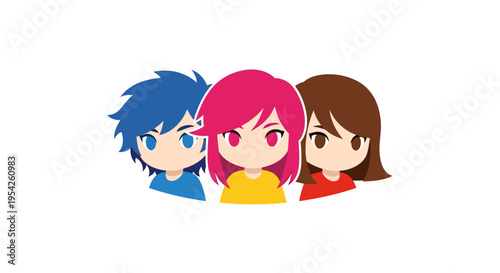 Illustrative vibrant characters group forming unity and friendship representation