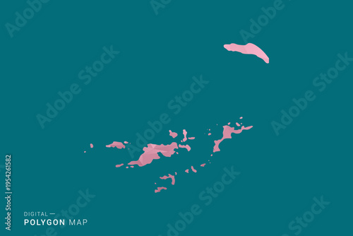 British Virgin Islands polygon map vector illustration in low poly geometric style, soft pastel colors with pink and teal green tones, clean silhouette on solid background, ideal for infographic.