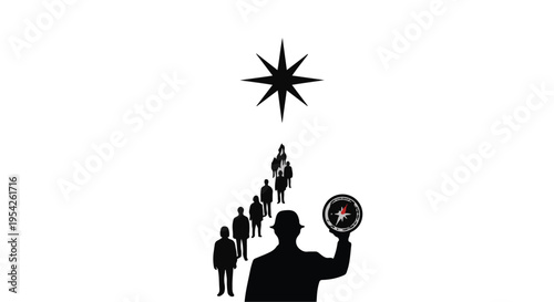 businessman leading team to success goal star