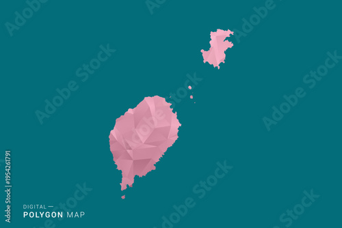 Sao Tome and Principe polygon map vector illustration in low poly geometric style, soft pastel colors with pink and teal green tones, clean silhouette on solid background, ideal for infographic.