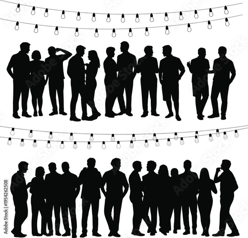 Diverse group of people standing together in unity and solidarity with a cityscape background at sunset