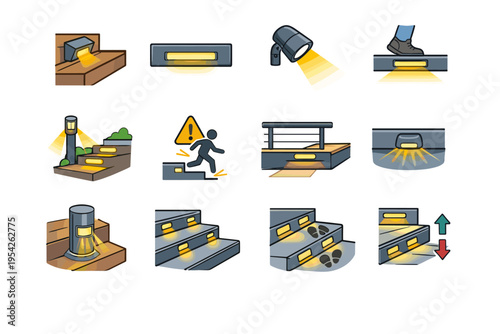 Cue rectangular simple generation vector beam image guidance lighting lamp icon recessed