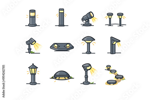 Icons icon route element light outdoor path vector cue lighting walkway