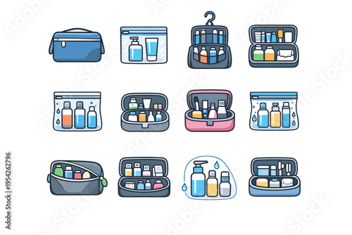 Simple safe hygiene organization hanging toiletry case generation protection image pouch icon