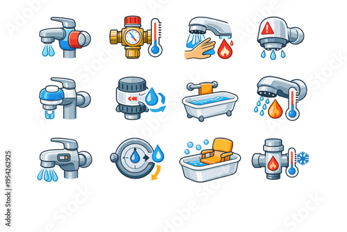 Protection icon water thermal element use controlled burn vector generation anti image