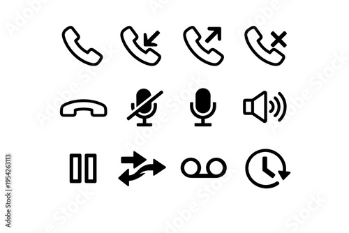 Generation icon transfer voicemail phone call simple pause missed vector arrow image