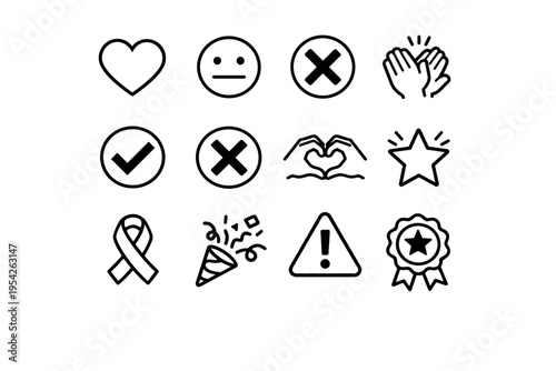 Emotional disagreement icon cross icons chat positive agreement circle vector grid star