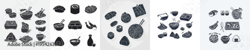 Japanese Cuisine Silhouette Vector Illustration Collection
