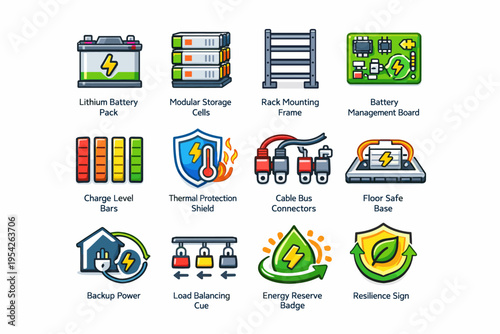 Icon balancing image protection safe modular vector charge simple energy board floor