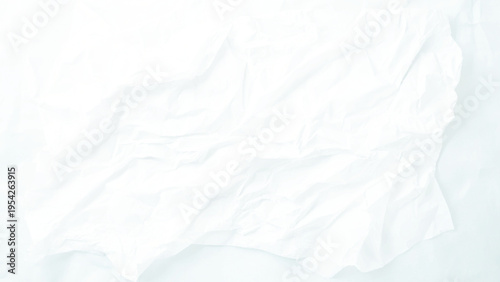 Seamless white crumpled paper background texture pattern. Tileable wrinkled high resolution arts and craft flat lay backdrop with copy space.