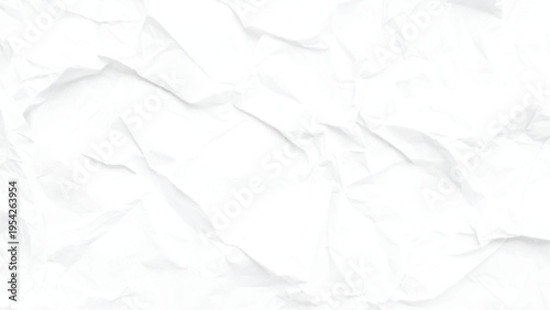Seamless white crumpled paper background texture pattern. Tileable wrinkled high resolution arts and craft flat lay backdrop with copy space.