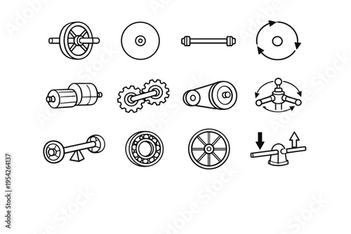 Rotational mechanism circular system icon vector axle simple image amplification generation torque