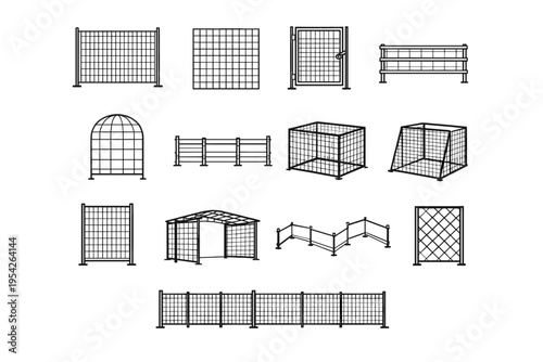Generation structure wire panel enclosure lattice simple image vector icon outdoor grid