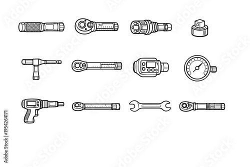 Simple torque icon adjustment vector generation wrench body precision tool form click