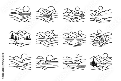 Curves harmony icon nature layered vector generation simple overview spatial lines line