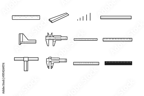 Tool marks metal bar icon vector alignment ruler image flat generation simple