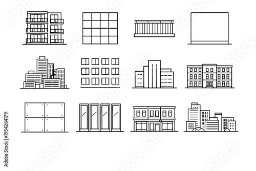 Icon front vector facade image window modern rhythm simple generation exterior residential