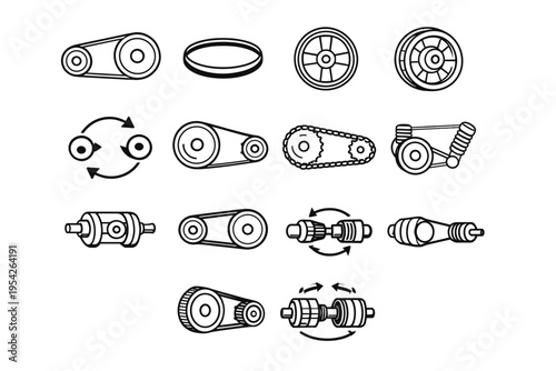 Icon image coupling pulley vector simple driven tension drive wheel generation diagram
