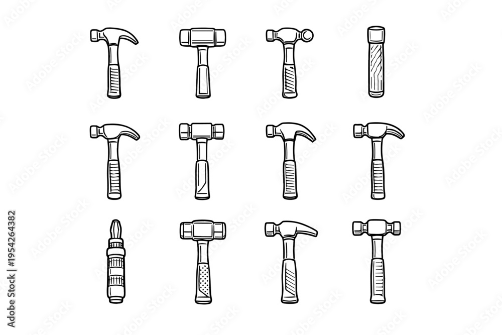 Fototapeta premium Icons striking vector handle icon mechanics tool set shaft face impact