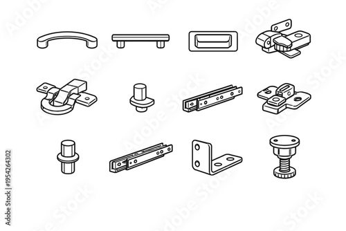 Fitting drawer fixture storage icon icons pull mounting recessed vector hinge home