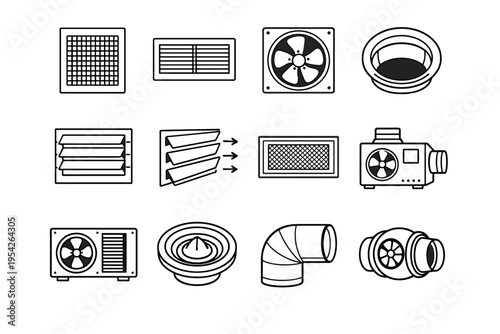 Frame ventilation icon generation intake simple housing direction fixture vector image vent