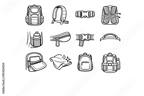 Icon shoulder image loop bag breathable pocket simple generation sleeve set vector