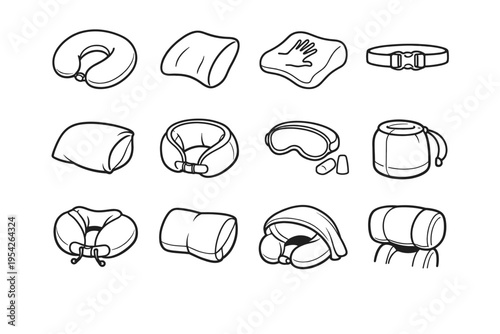 Fabric pillow rest support cover generation curve closure image simple vector outline