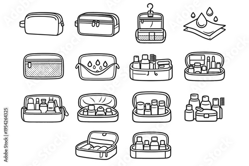 Generation vector icon travel pocket simple image compact interior bag cosmetic storage