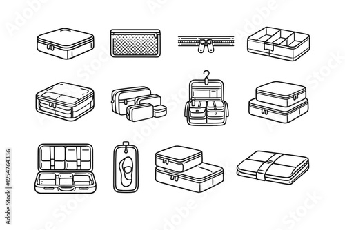 Utility organization icon accessory image modular vector track set travel simple organizer