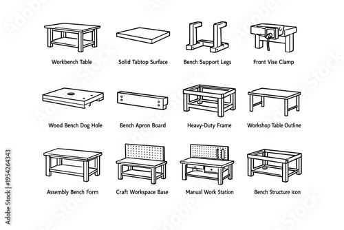 Station bench simple dog image heavy assembly icon vector solid tabletop support