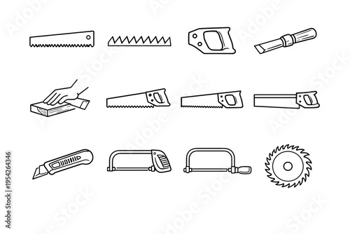 Straight generation simple grip saw tool shape image carpentry vector icon workshop